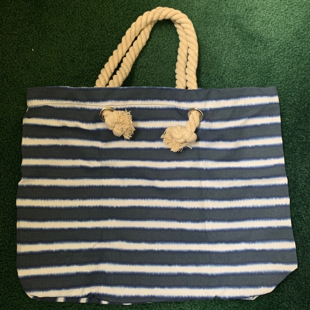 Large Striped Beach Tote Bag - Picture 1 of 4
